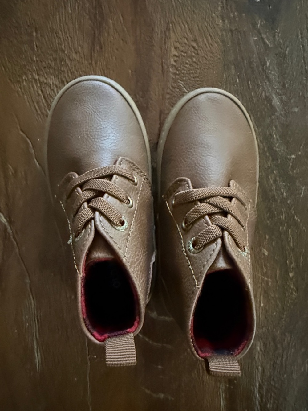 Old Navy Brown Lace-Up Kids Boots with Maroon Lining